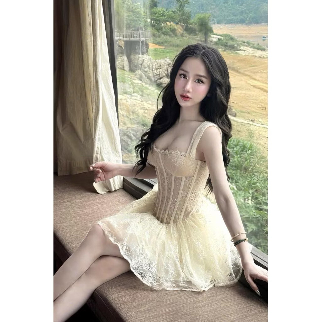 Đầm Ren Thiết Kế Cánh Én Dáng Ngắn Có Gọng Sịn_Kieupham.shop | BigBuy360 - bigbuy360.vn