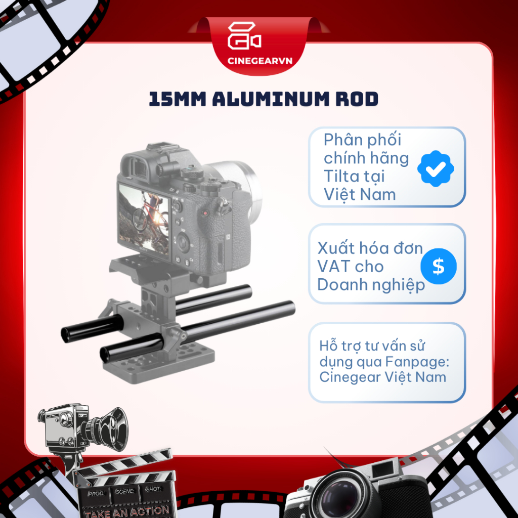 Tilta R15-300-B 15mm aluminum rod 30cm , rod nhôm 15mm dài 30cm màu đen tilta, phụ kiện máy ảnh
