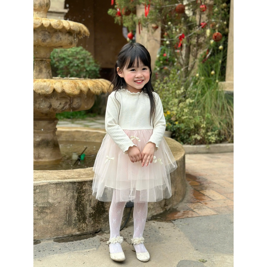 VÁY CÔNG CHÚA LEN CỔ BEO_POOL KIDS