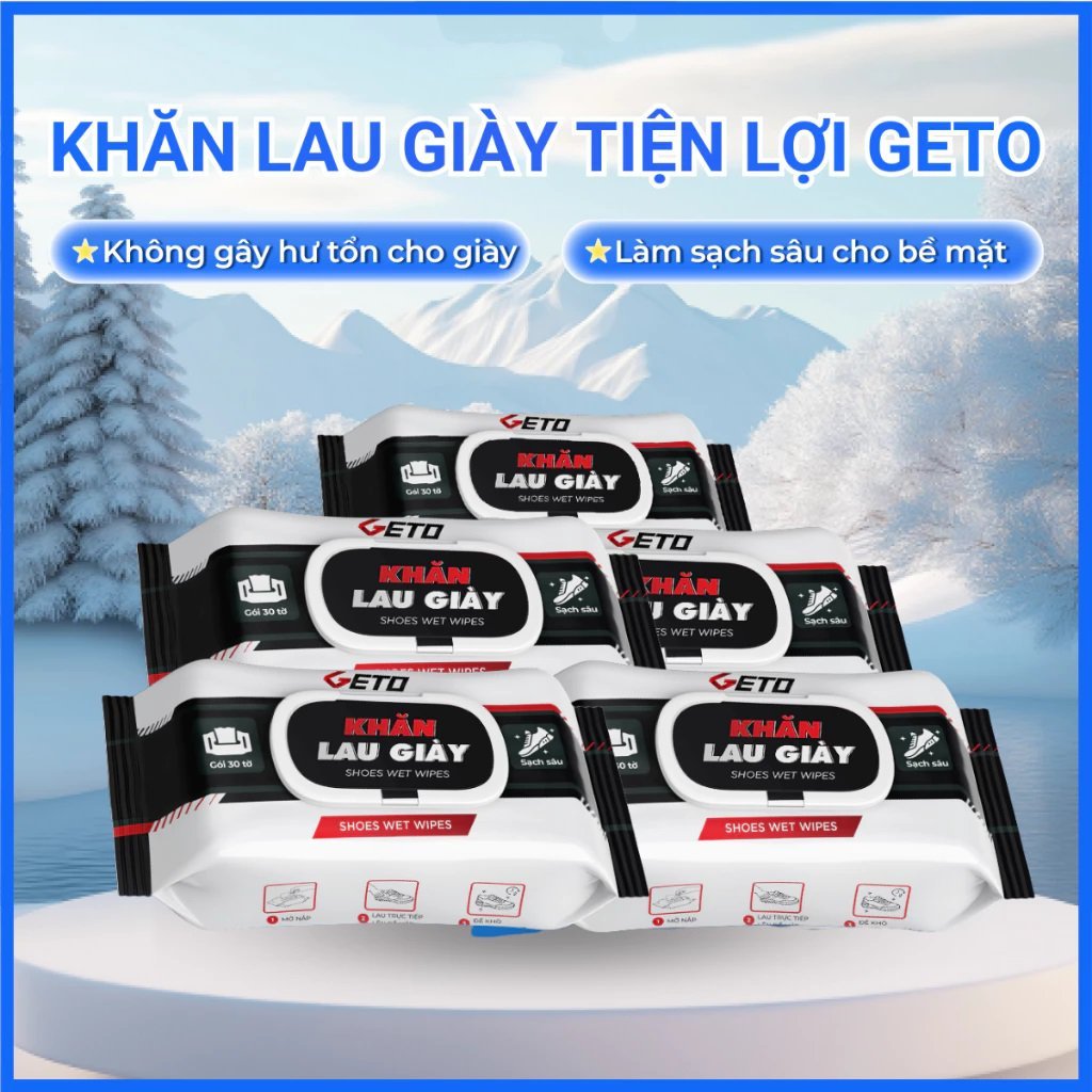 Gói Khăn Giấy Ướt Lau Giày Cao Cấp Siêu Sạch 30 Tờ GETO AIKOMI