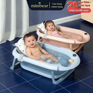  MiniBear bồn tắm trẻ em cho bé sơ sinh gấp gọn dày dặn chậu tắm với màn hình hiển thị nhiệt kế 