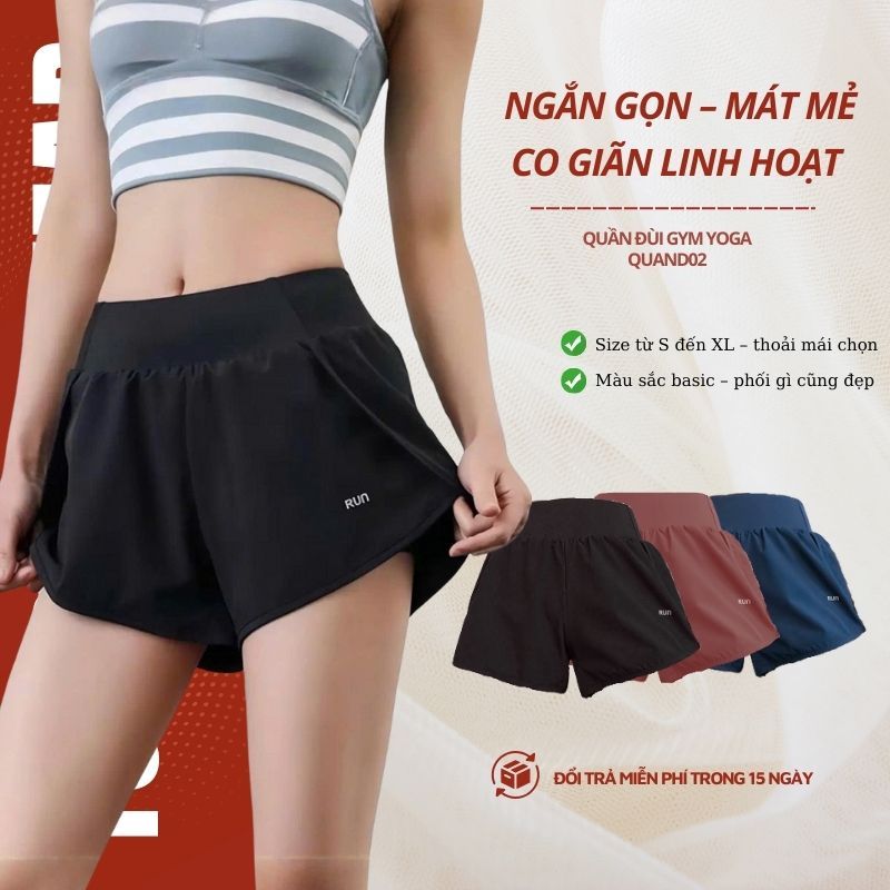 Quần Short Đùi Tập Gym Yoga TOPBODY WEAR Cotton 2 Lớp Có Túi Đựng Điện Thoại - QUAND02