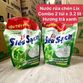  Combo 2 túi Nước Rửa Chén Lix Hương Chanh 3.2L – Đậm Đặc Tiết Kiệm FREESHIP ⚡ 