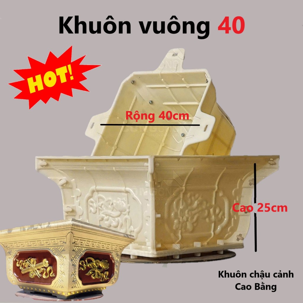 Khuôn đúc chậu cảnh vuông 40 (khuôn chậu ABS siêu bền)