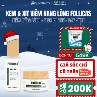  Kem và xịt viêm nang lông Follicas giảm mụn lưng mụn ngực viêm lỗ chân lông giúp sáng da mờ thâm 