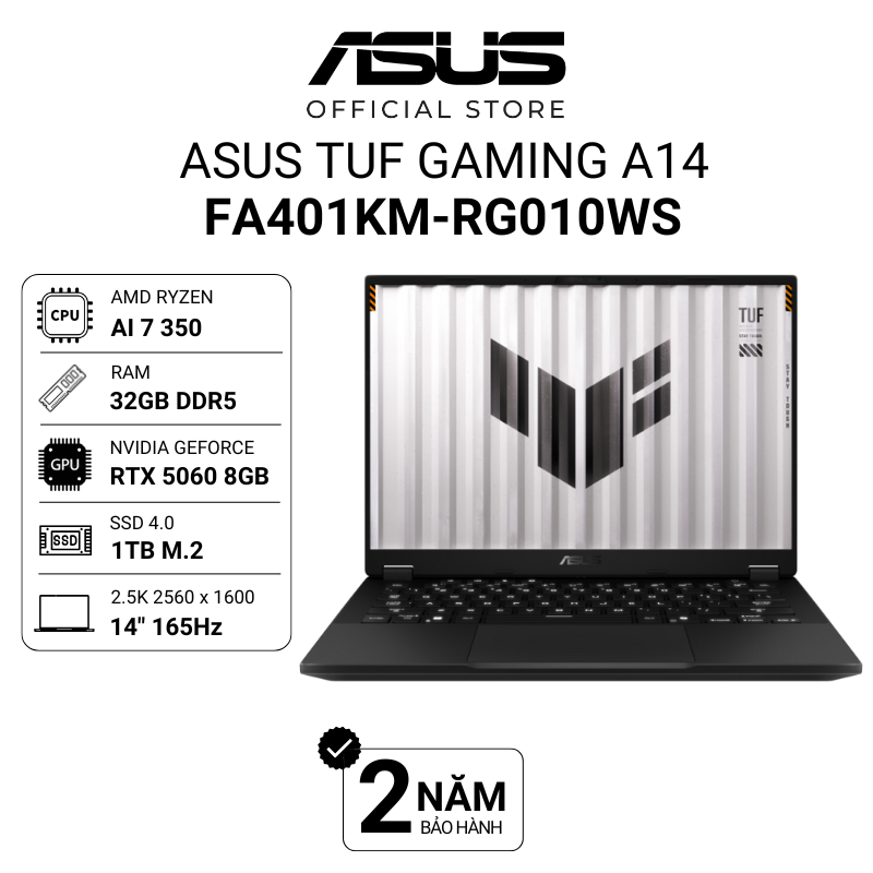 Laptop ASUS TUF Gaming A14 FA401KM-RG010WS Ryzen AI 7 350 | RTX 5060 | 14" 2.5K | 32GB | 1TB Win 11
