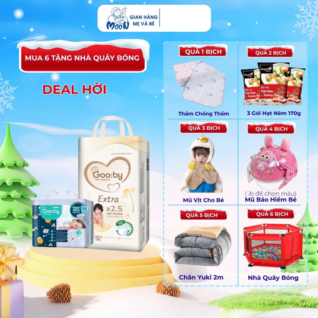  Tã bỉm quần,dán Gooby Đêm Premium - Chuyên gia bỉm đêm chống trào đến 12h Cho bé - Moonstore 