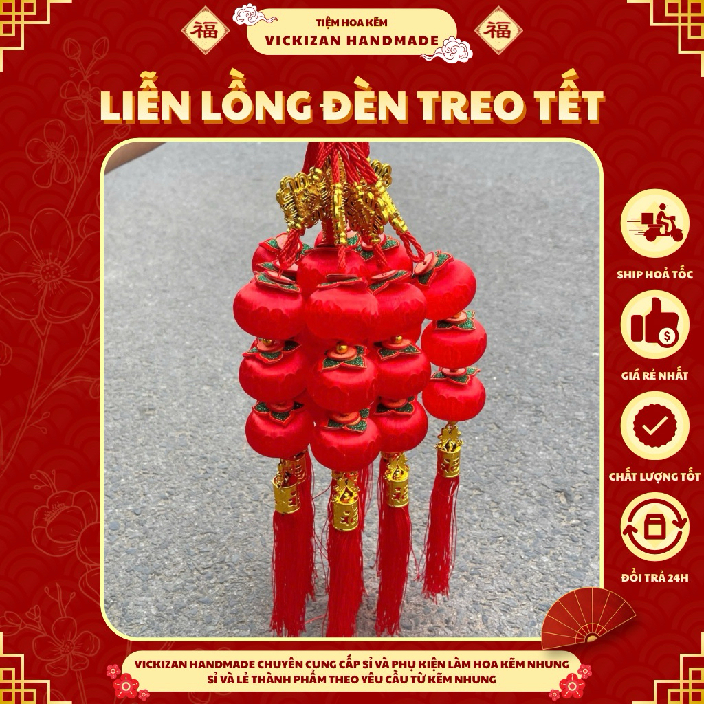 [2026] TẾT] Liễn Lồng Đèn Trang Trí Tết Handmade Thủ Công, Decor, Trang Trí Tết 2026 Vickizan