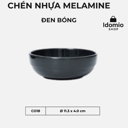 Chén Nhựa Cạn Đen Bóng - Co 18