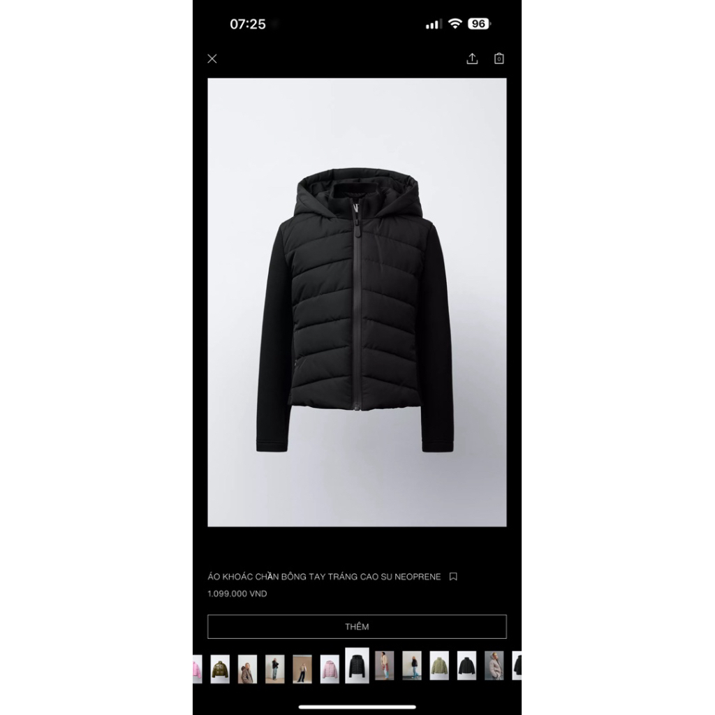 pass áo phao zara size 11/12y newtag