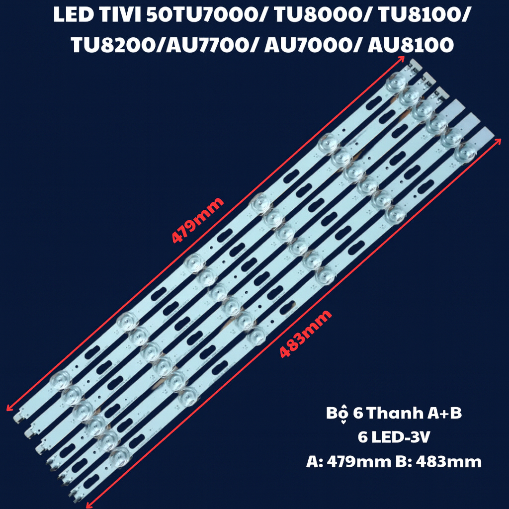 LED TIVI SAMSUNG 50TU7000 BỘ 6 THANH MỖI THANH 6 BÓNG, (50TU8000 50TU8100 50TU8200)