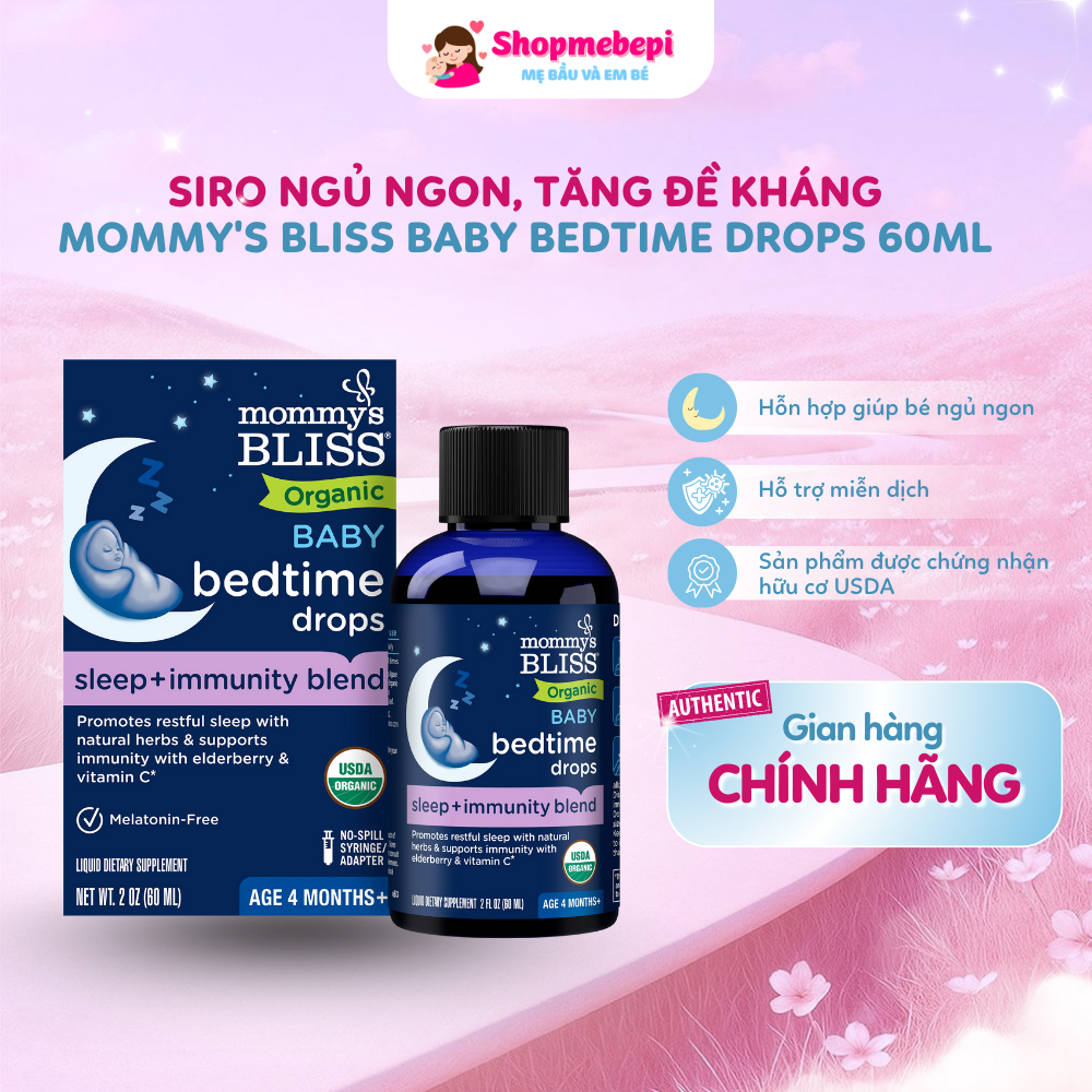 Siro ngủ ngon, tăng đề kháng cho bé Mommy's Bliss Organic Baby Bedtime Drops 60ml [Shop Mẹ Bé Pi]