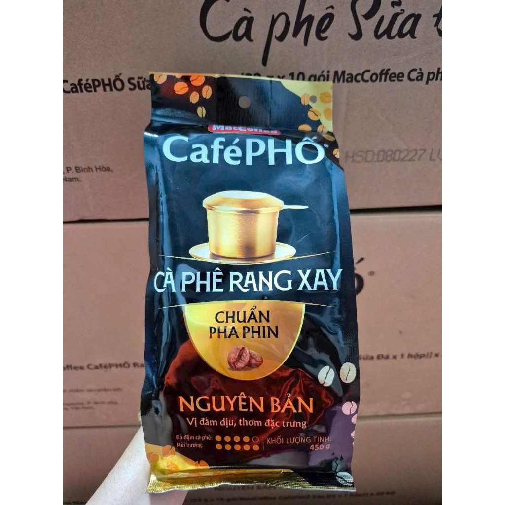 Cafe Phố Rang Xay Gói 450g Date (2027) Chuẩn Vị pha phin