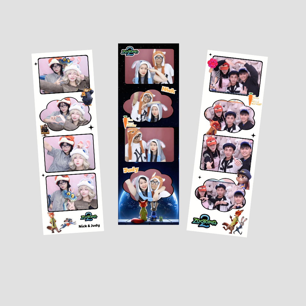 In ảnh photobooth theo yêu cầu, ảnh Photobooth phim Zootopia size 5x15 10x15