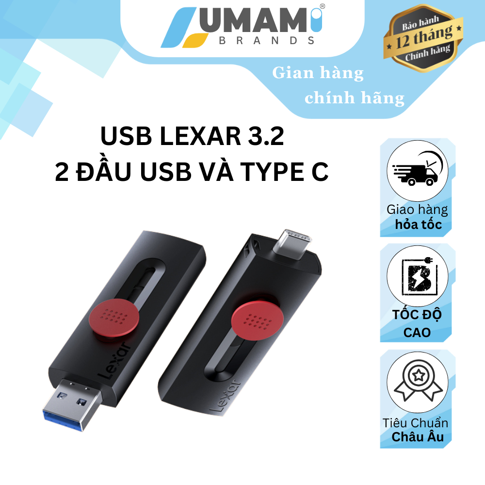 Usb Lexar 3.2 Jumpdrive Dual Driver D300 và D400 chính hãng 130mb/s 32G - 64G - 128G - 256G