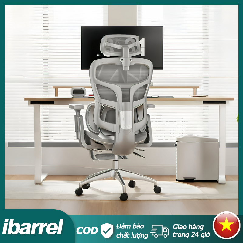 ibarrel Ghế công thái học  Ghế xoay văn phòng Lưng lưới thoáng khí Ngả lưng êm ái Chống đau lưng