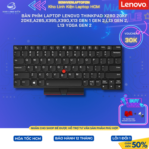 Bàn phím laptop Lenovo Thinkpad X280 20KF 20KE,A285,X395,X390,X13 Gen 1 Gen 2,L13 Gen 2, L13 Yoga Ge