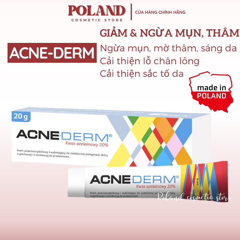 Acne Derm Kem giảm mụn Acnederm Azelaic Aicd 20% làm trắng da 20g