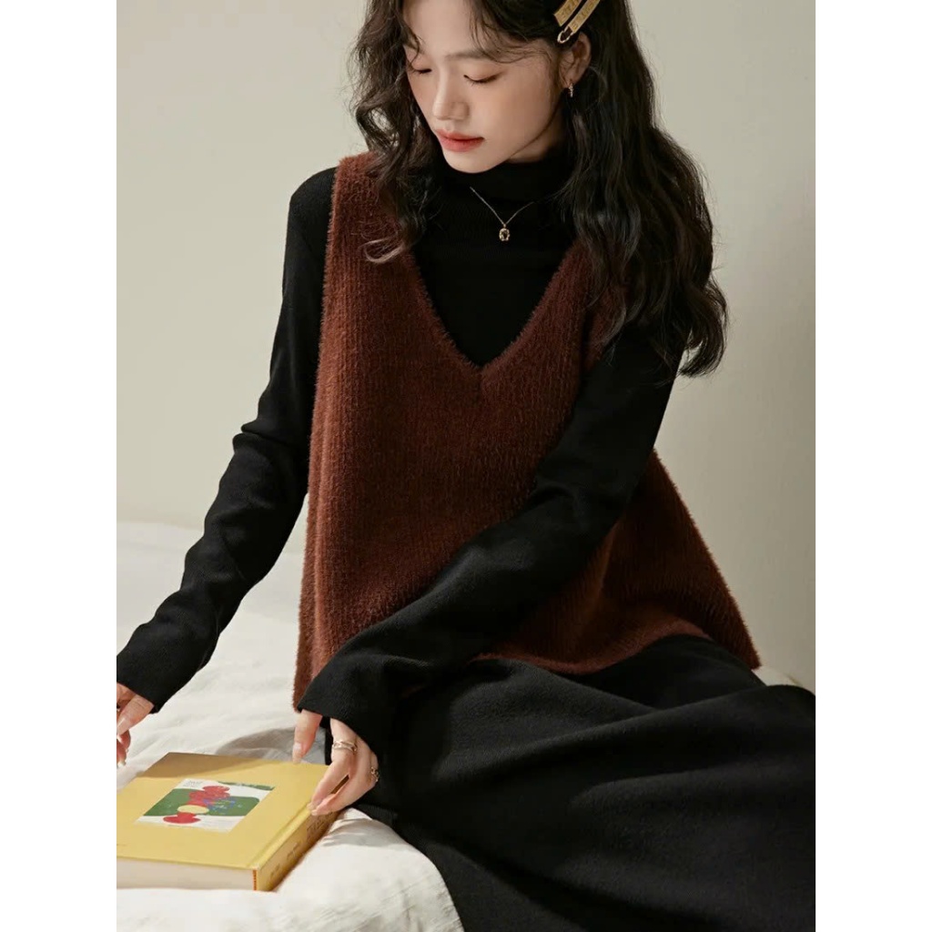 [KUOSE]  Áo vest -  màu nâu