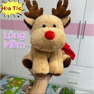  Tuần Lộc Nhồi Bông Siêu Hot Gấu Bông Hươu Cao Cấp Lông Thỏ Mềm Mại Với Khăn Đỏ Đáng Yêu 