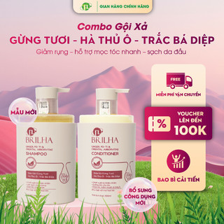  Dầu Gội - Xả Gừng Tươi Hà Thủ Trắc Bá Diệp Ô BRILHA Kích Mọc Tóc Giảm Gàu Ngứa 500ml 