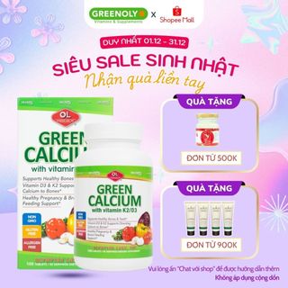 Viên Uống Bổ Sung Canxi Hữu Cơ Olympian Labs Green Calcium Cho Bà Bầu Sau Sinh Và Trẻ Em Giúp Xương Chắc Khỏe 100 Viên 