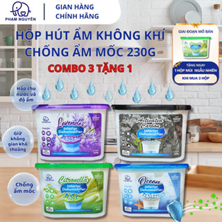[COMBO 3 TẶNG 1] Hộp hút ẩm không khí đa năng hiệu Pnairex chống ẩm mốc, khử mùi cho tủ, phòng, xe oto 230g