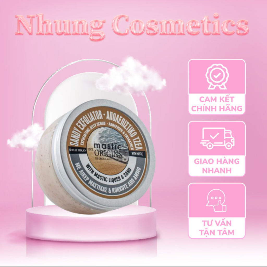 (Hàng Công Ty) Tẩy Da Chết body Với Rượu Mastic Và Cát Sandy Exfoliator Mastic Origins 300ml