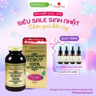   Date 2027  Tảo Xoắn Spirulina Nhật Bản Hỗ trợ tiêu hoá tim mạch Hộp 2200 Viên 