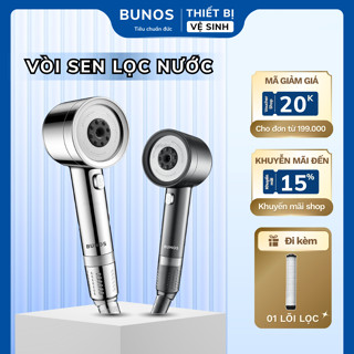  Vòi sen tăng áp BUNOS phun 4 chế độ nước kích thước lớn lõi lọc cặn bẩn 
