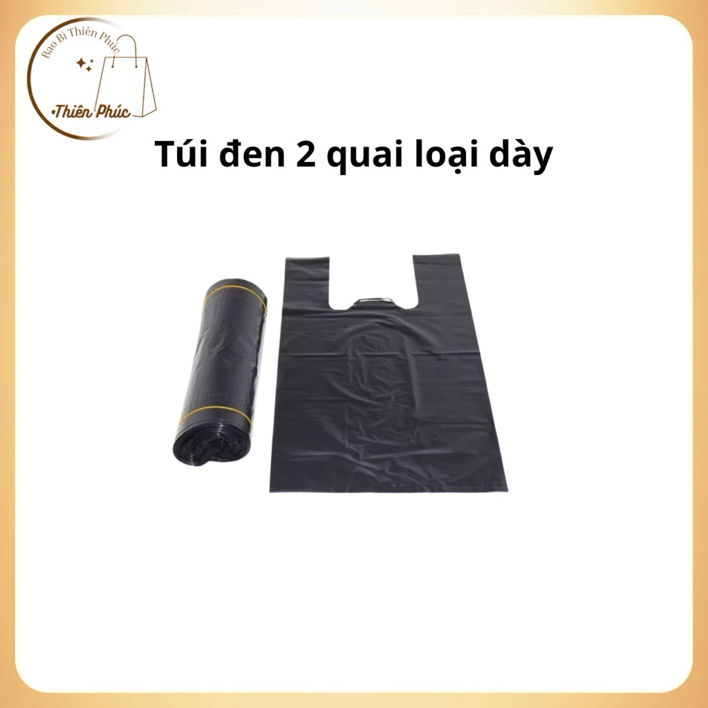 Túi bóng đen đóng hàng, đựng rác 2 quai dai đẹp (1kg)