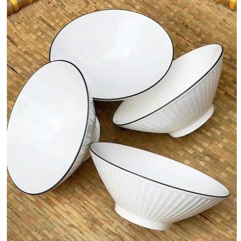 Tô sứ loe 8inch 20cm họa tiết, Tô Canh To - Tô sứ cao cấp