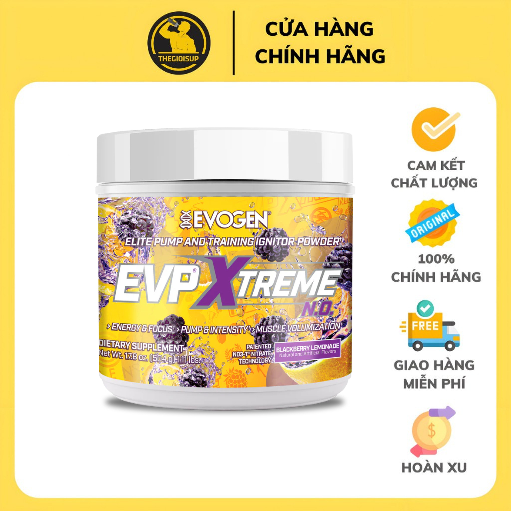 EVOGEN EVP XTREME - Hỗ trợ tăng sức mạnh, tăng cơ (40 lần dùng) - Vị Blackberry Lemonade, THEGIOISUP