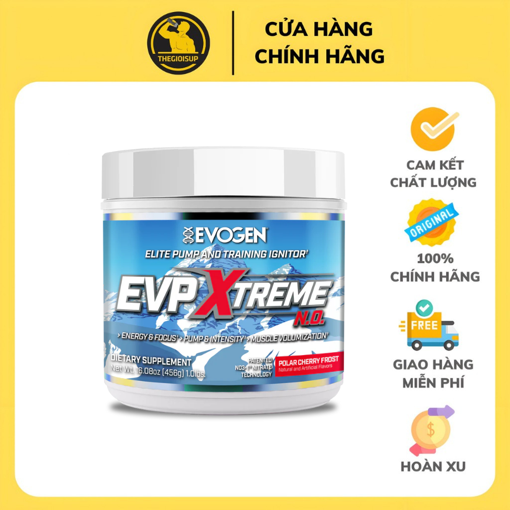 EVOGEN EVP XTREME - Hỗ trợ tăng sức mạnh, tăng cơ (40 lần dùng) - Vị Polar Cherry Frost - THEGIOISUP