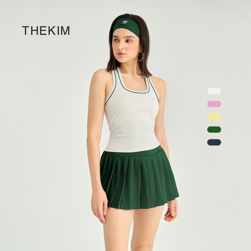 THEKIM Áo ba lỗ thể thao cổ tròn ( mút ngực tháo rời ) , áo tanktop phối viền lé màu in logo ngực T377