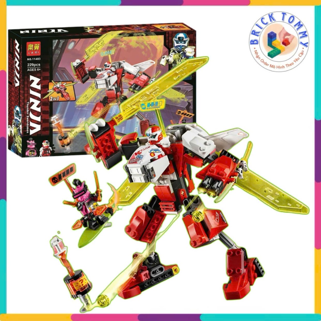 Đồ chơi lắp ráp Ninjago phi cơ biến hình của Kai - mech Kai cyber game season 12 11483 | 229 chi tiế