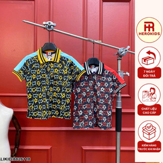  áo polo bé trai chất cotton gai in hoạ tiết full mix tay áo siêu đẹp phong cách boy phố 8826 