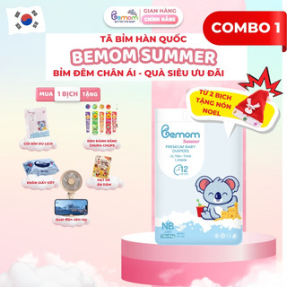   Kèm Quà  Tã Bỉm Hàn Quốc DÁN QUẦN Bemom SUMMER Mỏng Mềm Thoáng Khí Size NB-4XL Cho Bé Từ 3kg-30kg 