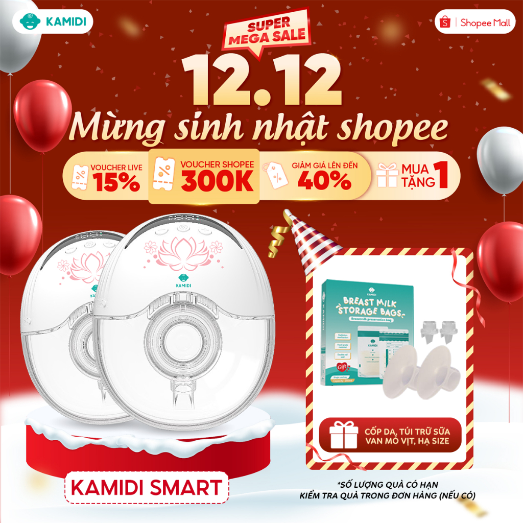 Máy Hút Sữa Rảnh Tay Kamidi Smart Hút Êm Hút Kiệt Máy Hút Sữa Không Dây Kích Sữa Hiệu Quả 4 Chức Năng