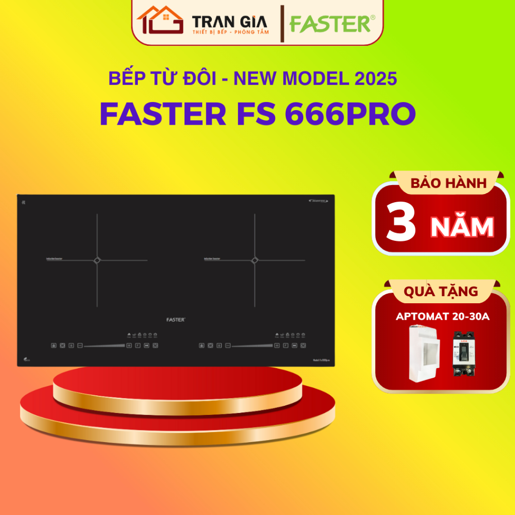 Bếp từ đôi Faster FS 666Pro | Model 2025 | Inverter liu riu | Bảo hành 3 năm