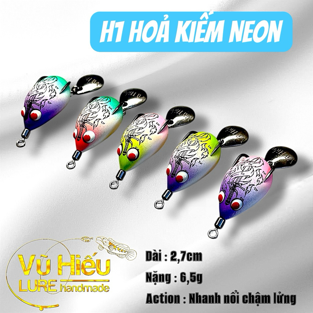 Nhái hơi H1 Hoả Kiếm Neon [ Vũ Hiếu ] bản chính thức, mini chuyên trị cá bú bình tới hugo, dễ bắt cá