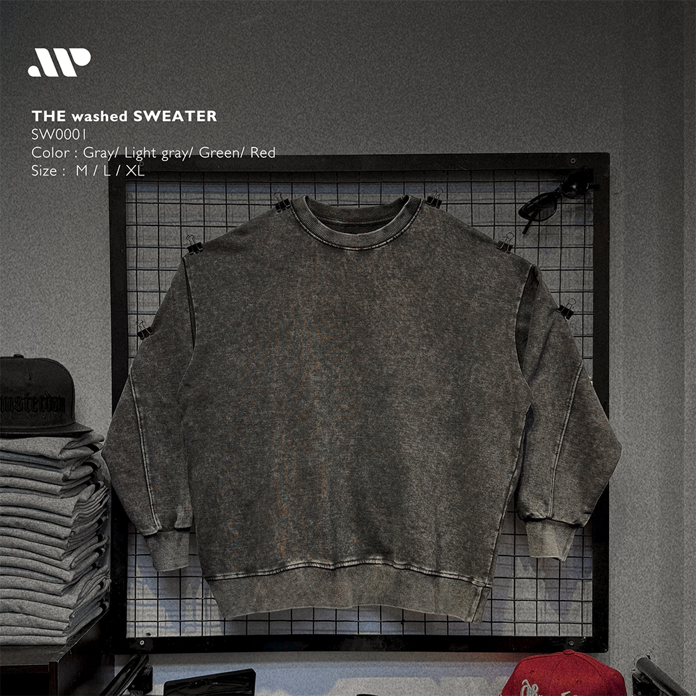 Áo Sweater màu wash The washed Sweater SW0001 98% Cotton 360GSM | APEXSTUDIO