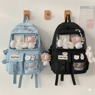 Balo Ulzzang Hàn Quốc Thời Trang Đi Học Đi Chơi Phối Lưới Chống Thấm - BL HỒNG LÂM