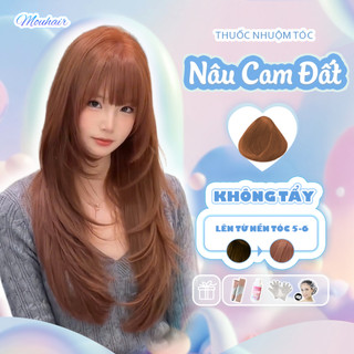  Thuốc Nhuộm Tóc Màu NÂU CAM ĐẤT KHÔNG TẨY Tặng Oxi Trợ Dưỡng,Bao Tay Mũ Trùm Bịt Tai | MOUHAIR 