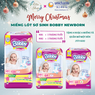   TẶNG KÈM TÃ QUẦN MỞ MỘT BÊN  Miếng Lót Sơ Sinh Bobby Newborn 1 - 108 Miếng 