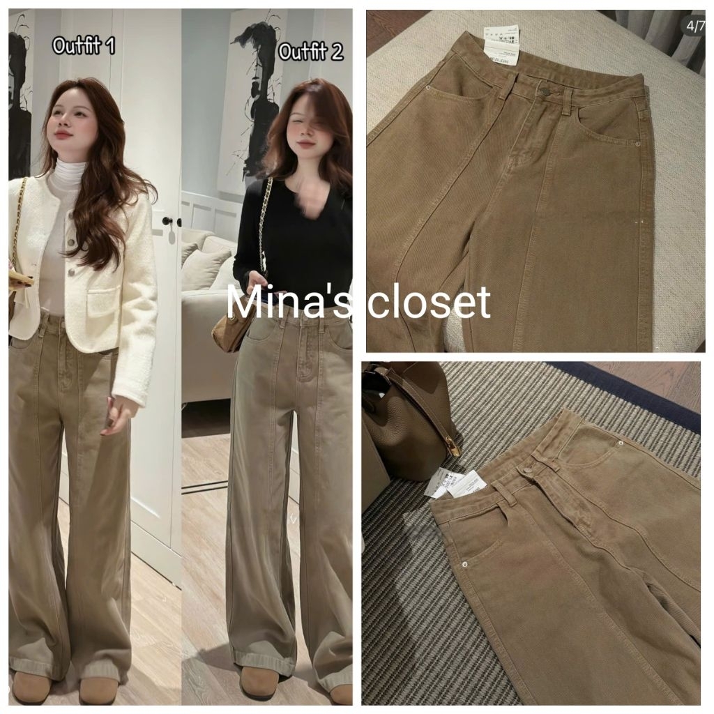 𝙈𝙞𝙣𝙖'𝙨 𝘾𝙡𝙤𝙨𝙚𝙩 - Quần jean xuông màu Nâu hàng QC