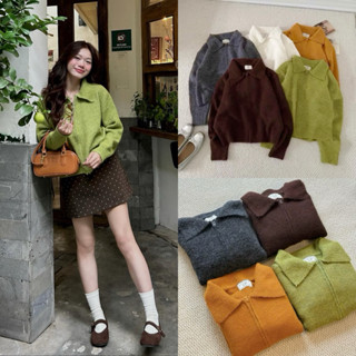    HÀNG SẴN   Áo len lông xù cổ bẻ khoá kéo TAG CỪU màu sắc vintage hàng QC loại 1 
