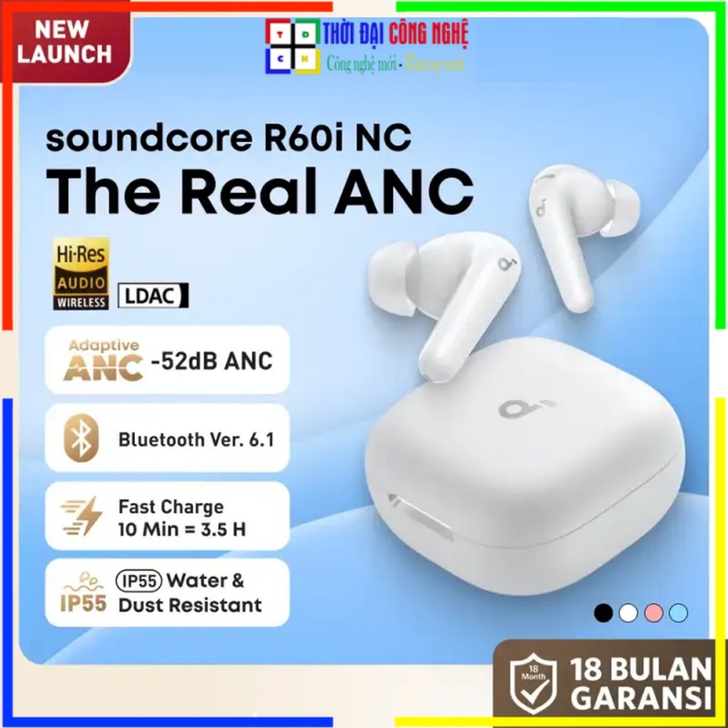 Anker D1202 Soundcore R60i NC Tai nghe Bluetooth 6.1 Chống Ồn Chủ Động | Pin 30H | Sạc Nhanh | Độ Tr