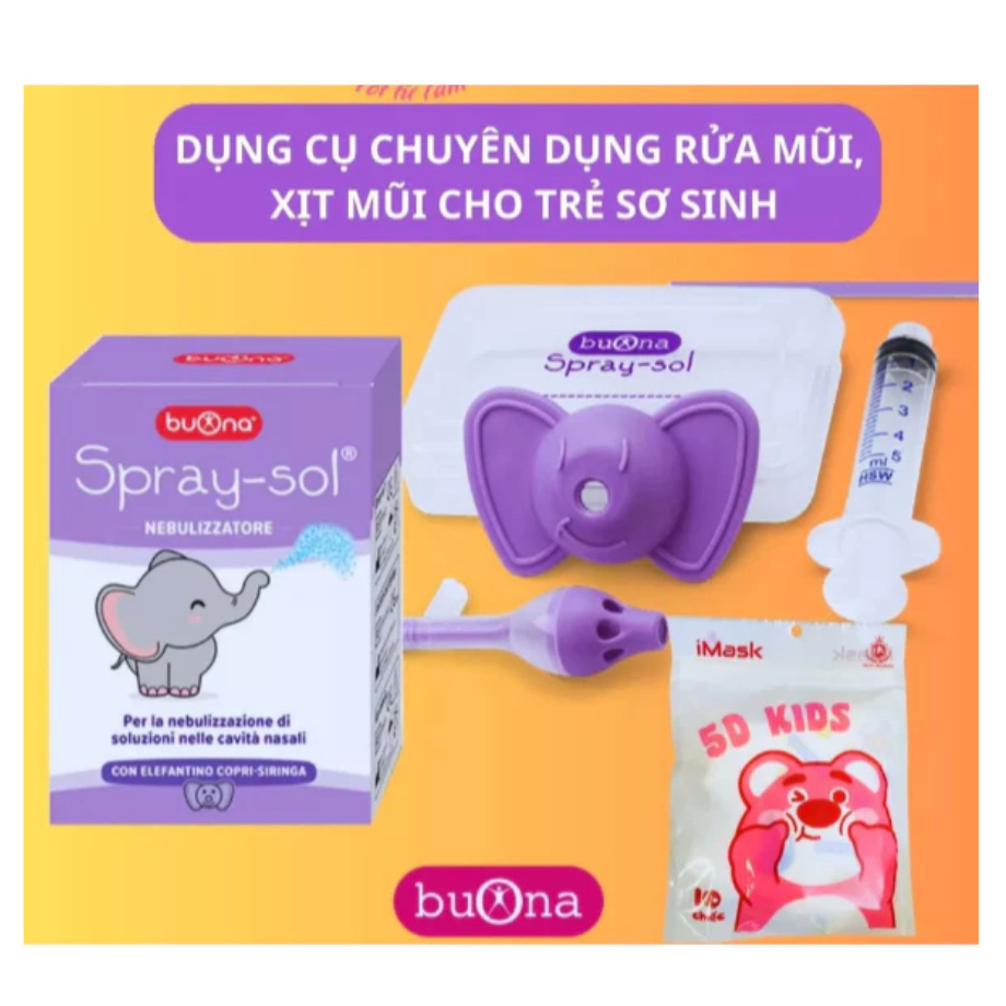 Buona Spray - Sol Buona Dụng Cụ Xịt Rửa Mũi Chuyên Dụng Cho Trẻ Em - Hàng chính hãng