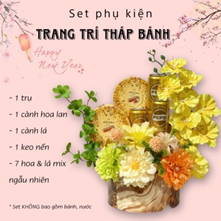   Tặng kèm keo nến+ đế  Set Đồ Trang Trí Tháp Bánh BO - Phụ Kiện Làm Oản Tài Lộc Trưng Bày Dịp Lễ Tết Rước May Mắn 